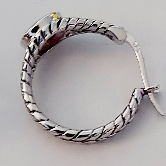 Garnet Oxidized Hoop Earrings & Ring Set, 925S.S - Picture 11 of 13